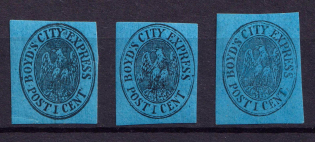 1c Boyd's City Express Post, United States Locals & Carriers, Group (Genuine, Blue)