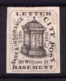 Hussey's Post NY, United States Locals & Carriers (Sc. #87L26, Genuine, Black)