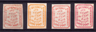 1859 Hussey's Delivery City Post, United States Locals & Carriers, Group (Genuine)