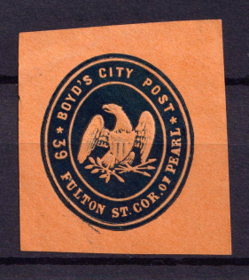 1864 Boyd's City Post, United States Locals & Carriers (ESSAY, Genuine)