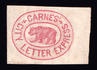 1864 5c Carness City Letter Express, United States Locals & Carriers (Cat #35L1, Certificate, Genuine)