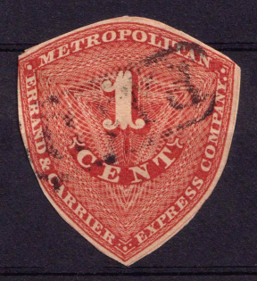 1855 1c Metropolitan Errand & Carrier Express Company, United States Locals & Carriers (Sc. #107L1, Genuine, Canceled)
