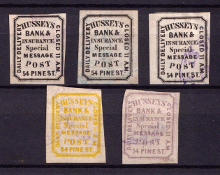 1872 Hussey's Special Messege Post, United States Locals & Carriers, Group (Genuine, Canceled)