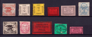 United States Locals & Carriers, Group of Stamps (Old Reprints and Forgeries)