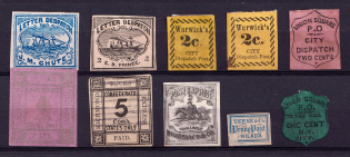 United States Locals & Carriers, Group of Stamps (Old Reprints and Forgeries)