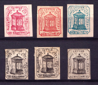 Hussey's Bank & Insurance Letter City Post, United States Locals & Carriers (Old Reprints and Forgeries)