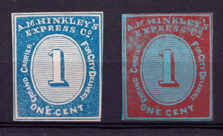 1c A. M. Hinkley's Express Co. City Delivery, United States Locals & Carriers (Old Reprints and Forgeries)