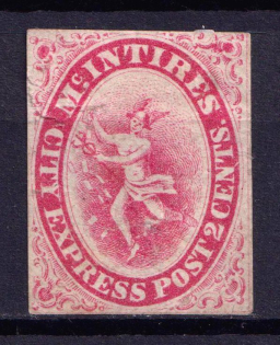 1859 2c M. Intires City Express Post, United States Locals & Carriers (Sc. #99L1, Genuine)