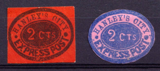 2c Hanley's City Express Post, United States Locals & Carriers (Bogus Stamps)