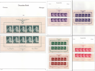 1943-44 General Government, Germany, Strips Collection (5 Pages, Control Inscriptions, Full Sets, MNH)