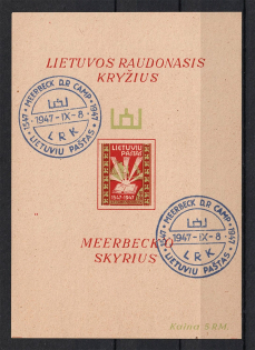 1947 Meerbeck, Lithuania, Baltic DP Camp (Displaced Persons Camp), Souvenir Sheet (Meerbeck Postmark)