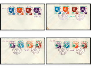1957 Lithuania, Scouts Exile, Baltic DP Camp (Displaced Persons Camp), 4 Covers