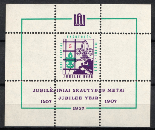 1957 Lithuania, Scouts Exile, Baltic DP Camp (Displaced Persons Camp), Souvenir Sheet (Perf, MNH)