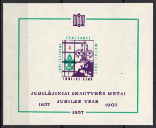 1957 Lithuania, Scouts Exile, Baltic DP Camp (Displaced Persons Camp), Souvenir Sheet (Imperf, MNH)