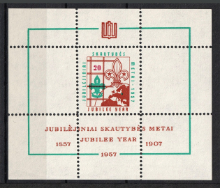 1957 Lithuania, Scouts Exile, Baltic DP Camp (Displaced Persons Camp), Souvenir Sheet (Perf, MNH)