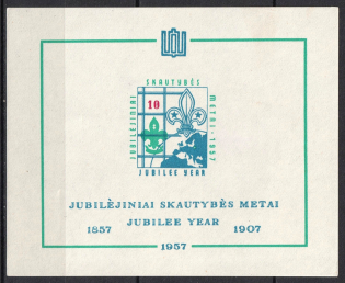 1957 Lithuania, Scouts Exile, Baltic DP Camp (Displaced Persons Camp), Souvenir Sheet (Imperf, MNH)
