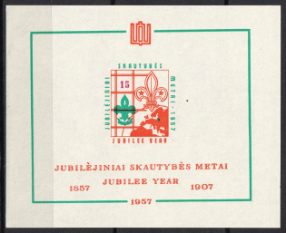 1957 Lithuania, Scouts Exile, Baltic DP Camp (Displaced Persons Camp), Souvenir Sheet (Imperf, MNH)