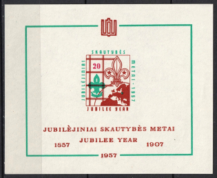 1957 Lithuania, Scouts Exile, Baltic DP Camp (Displaced Persons Camp), Souvenir Sheet (Imperf, MNH)