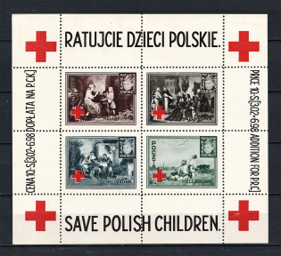 1946 Hellbrunn Austria, Red Cross, Polish DP Camp (Displaced Persons Camp), Souvenir Sheet (Perf, MNH)