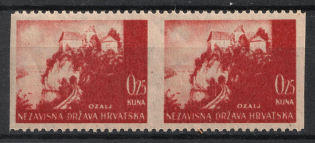 1/4k Croatia ND, Pair (MISSED Perforation, Print Error)