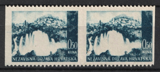 1/2k Croatia ND, Pair (MISSED Perforation, Print Error)
