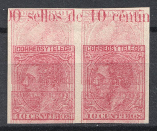 10c Spanish Colonies, Pair (DOUBLE Printing, Print Error)