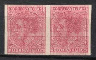 10c Spanish Colonies, Pair (DOUBLE Printing, Print Error)