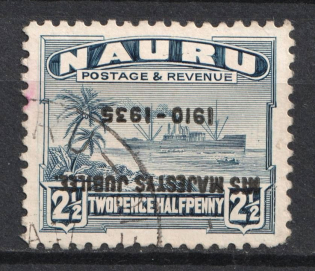 2,5p Nauru, British Colonies (INVERTED Overprint, Print Error, Canceled)