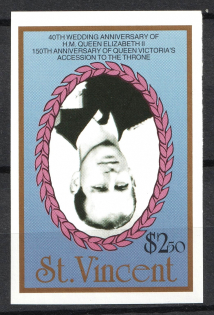 2.5$ St. Vincent, British Commonwealth (INVERTED Center, Print Error, MNH)