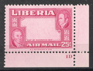 25c Liberia (MISSED Center, Print Error, MNH)