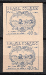 1945 Brazil, IMPERFORATED, Pair