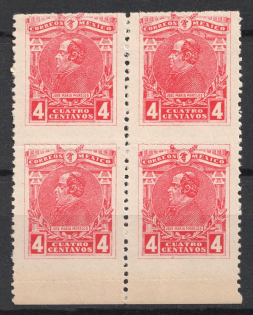 4c Ecuador, Block of Four (SHIFTED Perforation, Print Error, MNH)