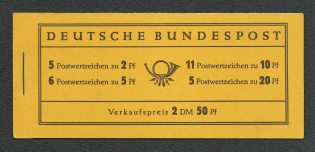 1955 Booklet with stamps of German Federal Republic, Germany in Excellent Condition (Mi. 2 a, 5 x Mi. 185, 11 x Mi.183, 6 x Mi. 179, 5 x 177, CV $410)