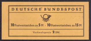 1965 Booklet with stamps of German Federal Republic, Germany in Excellent Condition (Mi. 10, 10 x Mi. 347 y b, 10 x Mi. 455 b, CV $30)