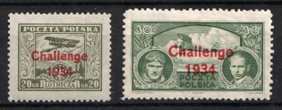 1934 Poland, Airmail (Mi. 289 - 290, Full Set, Signed, CV $50)