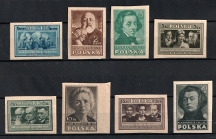 1947 Poland (Imperforated, Mi. 455 B - 462 B, Full Set, CV $30, MNH)