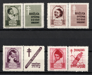 1948 Poland (Coupons, Mi. 511 Zf - 514 Zf, Full Set, CV $30, MNH)