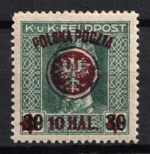 1918-19 10h/30h Poland (Violet Overprint, Mi. 22 b, CV $130)