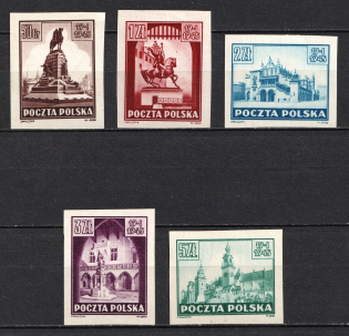 1945 Poland (Imperforated, Mi. 393 U - 397 U, Full Set, CV $40)
