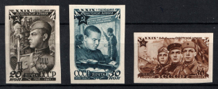 1947 29th Anniversary of the Soviet Army, Soviet Union USSR (Imperforated, Full Set, MNH)