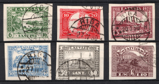 1928 Latvia (Imperf, Mi. 138 B - 143 B, Full Set, Canceled, CV $30)