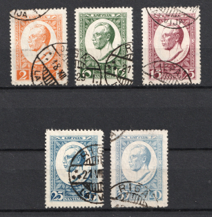 1929 Latvia (Mi. 144 A - 148 A, Full Set, Canceled, CV $30)