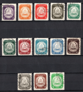 1940 Latvia (Mi. 292 - 304, Full Set, Signed, Canceled, CV $30)