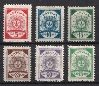 1919 Latvia (Perf 11,5, Mi. 7 A - 9 A, 12 A - 14 A, Signed, CV $30)