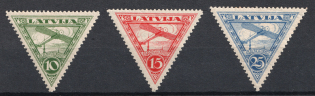 1928 Latvia, Airmail (Mi. 129 - 131, Full Set, CV $30)