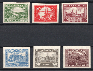 1928 Latvia (Imperforated, Mi. 138 B - 143 B, Full Set, CV $30)
