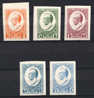 1929 Latvia (Imperforated, Mi. 144 B - 148 B, Full Set, CV $40)