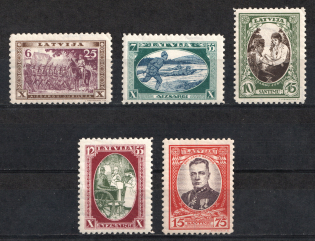 1932 Latvia (Perforated, Mi. 198 A - 202 A, Signed, CV $60)