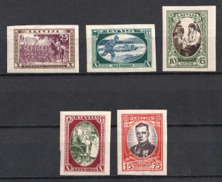 1932 Latvia (Imperforated, Mi. 198 B - 202 B, CV $50, MNH)