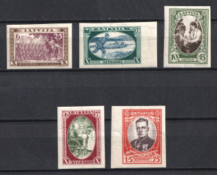 1932 Latvia (Imperforated, Mi. 198 B - 202 B, CV $50)